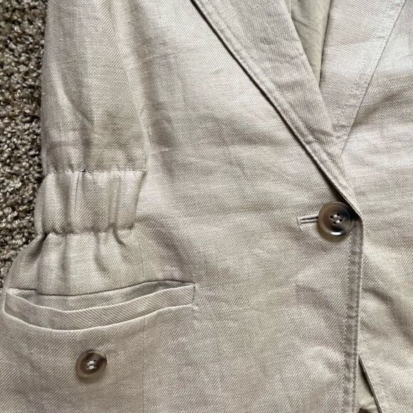 The Limited Khakhi Vest XS V Neck Elastic Waist ButtonPockets Sleeveless NWOT - Picture 4 of 11